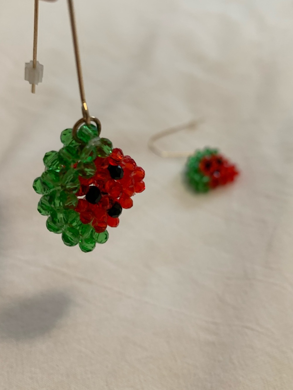 Zara Jewelry Green & Red Watermelon Bead Drop Earrings - Picture 4 of 4